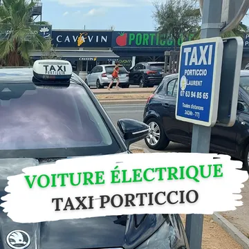 panneau station taxi porticcio avec voiture electrique